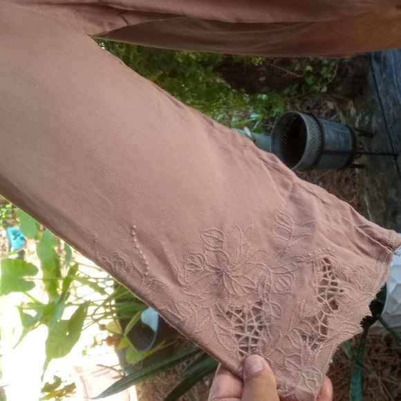 Forgotten Grace mocha brown cut out embroidered whimsical tunic - Picture 6 of 12